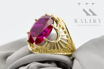 Пръстен Рубин 14K жълто злато Винтидж vrc003y